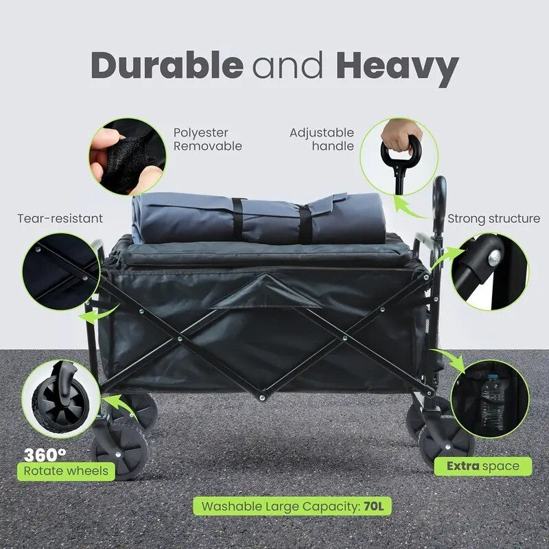 #HeavyDutyWagon 680 lb Capacity All-Terrain Folding Cart – Stainless Steel Frame