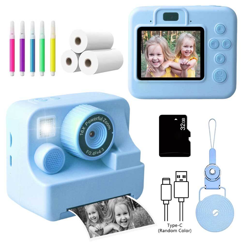 1080P Kids Camera Instant Print 32GB Instant Cameras That Print Photos Gifts  m
