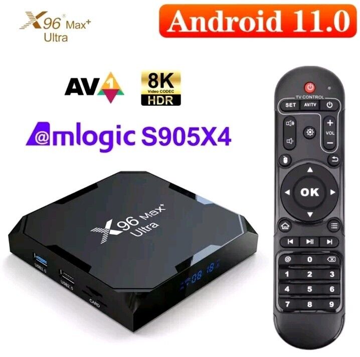 X96 MAX Plus Ultra 8K TV Box Android 11 4GB+64GB Amlogic S905X4 5G WiFi Streamer