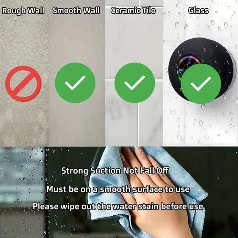 Waterproof Bluetooth Wireless Shower Speaker Bathroom Speaker LED Light Portable