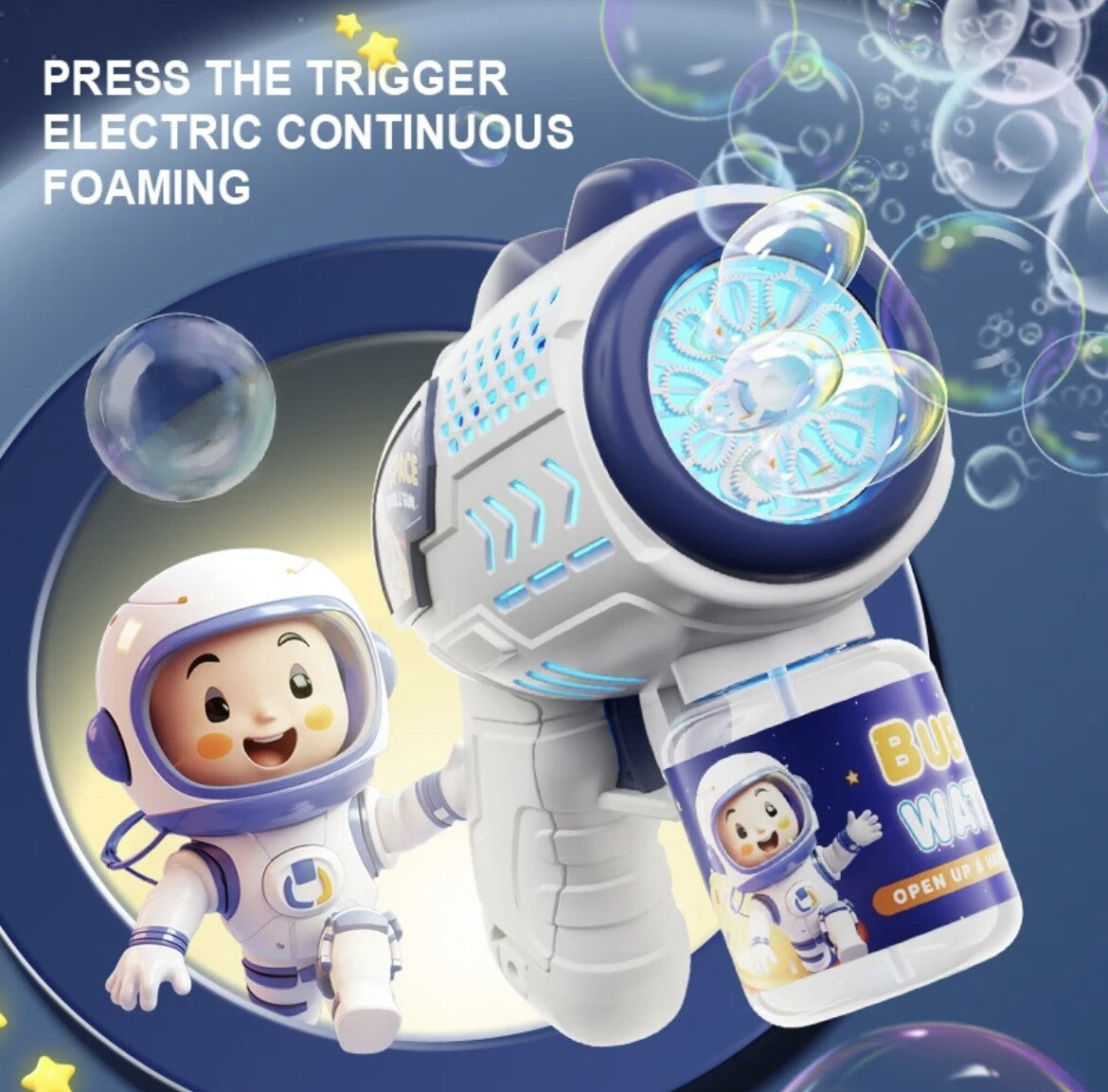 Kids Astronaut Electric Bubble Machine Bubble Gun Toy Auto Light Bubble Gun Toy