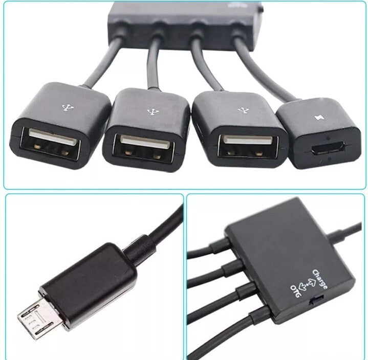 Micro USB Charging OTG Hub Splitter Cable for Smart Phone Android Tablet 4 In 1