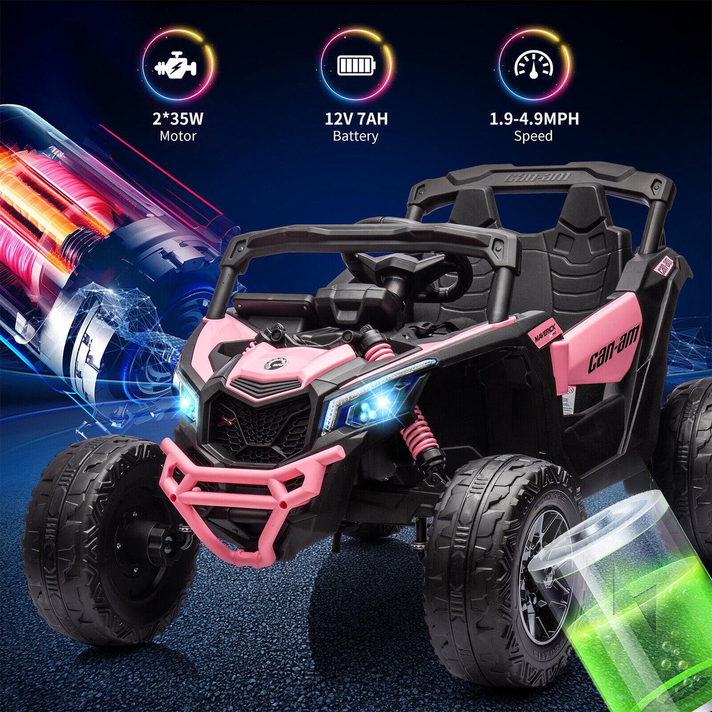 Can-Am Licensed 12V Ride on UTV Car for Kids Electric Fun Toys 4WD Off-Road Quad