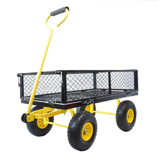 Unbranded Garden Cart W/ Removable Sides 4-Cu-Ft Foldable Multi-Purpose Yellow