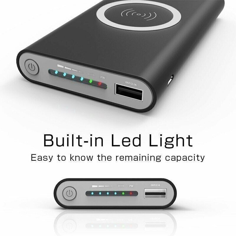 Power Bank 10000MAH Wireless Fast Charging USB Charger High Capacity External