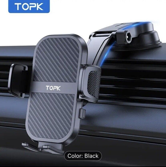 "TOPK D38-C Car Phone Holder: Adjustable Mount for Dashboard"