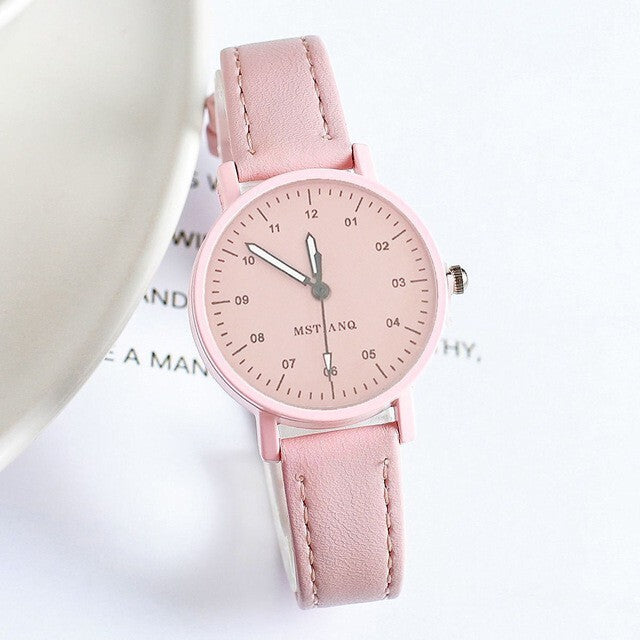 YIKAZE Women's Watch PU Leather Strap Women Quartz Watches Waterproof Round Dial