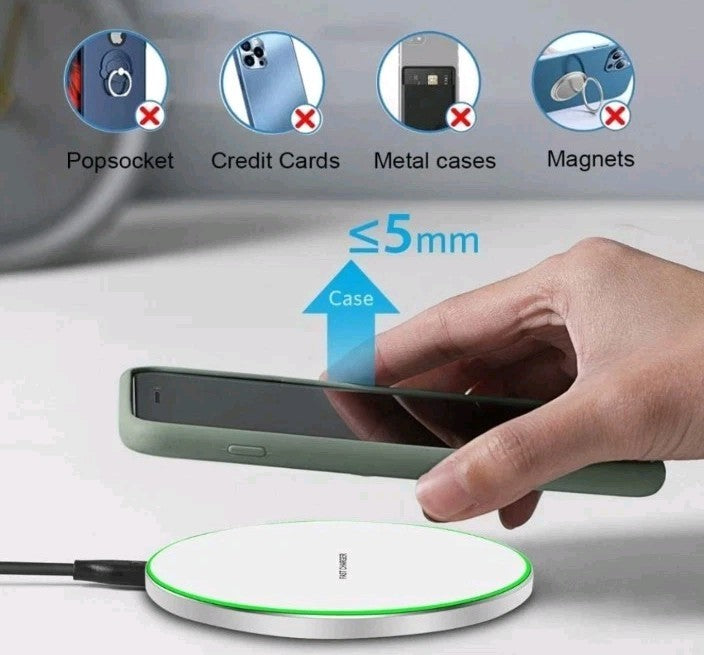 Fast Wireless Charger Charging Pad For lPhone 11 12 13 14 15 Samsung White