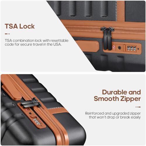 Luggage Sets 3 Piece, Carry On Luggage 20 Inch With Spinner Wheels,PC Black