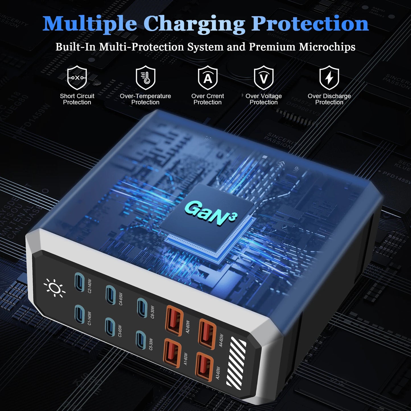 660W 10 Port GaN USB C Charger Station Type C PD Fast Charger For iPhone Macbook