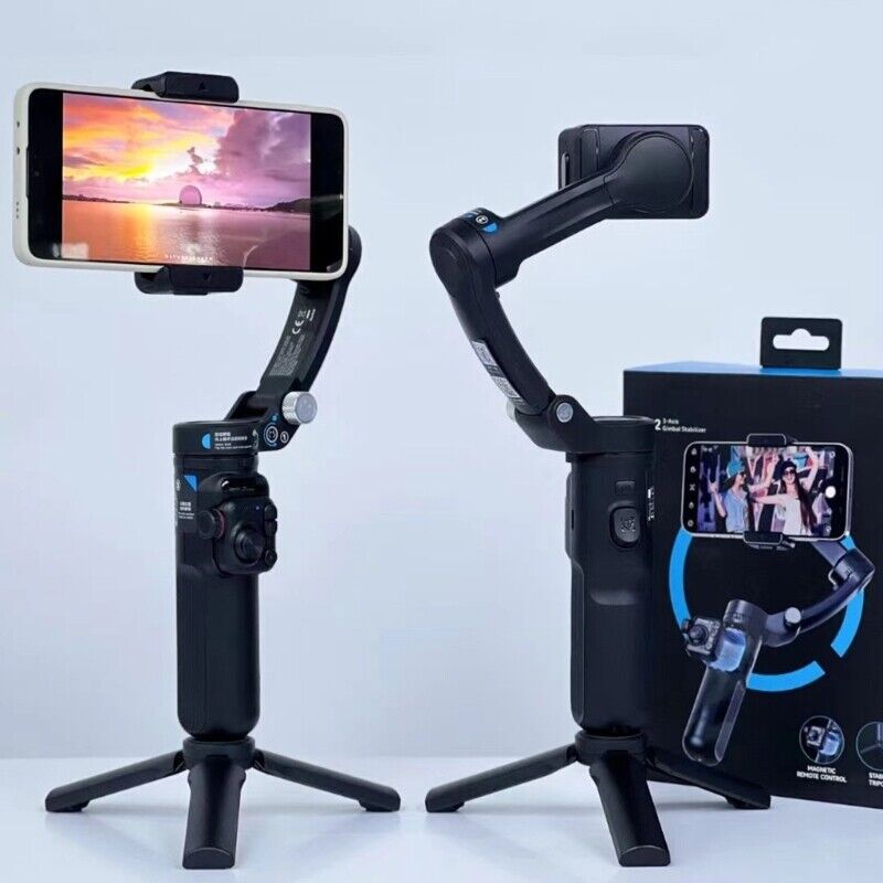 3 Axises Smartphone Gimbals Stabilizers Adjustable Fill Light for Video