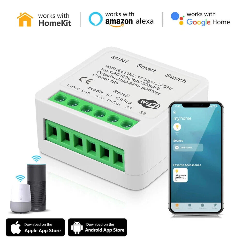 Smart Home ZigBee WiFi Smart Switch with Power Monitor 16A Mini Breaker Voice US