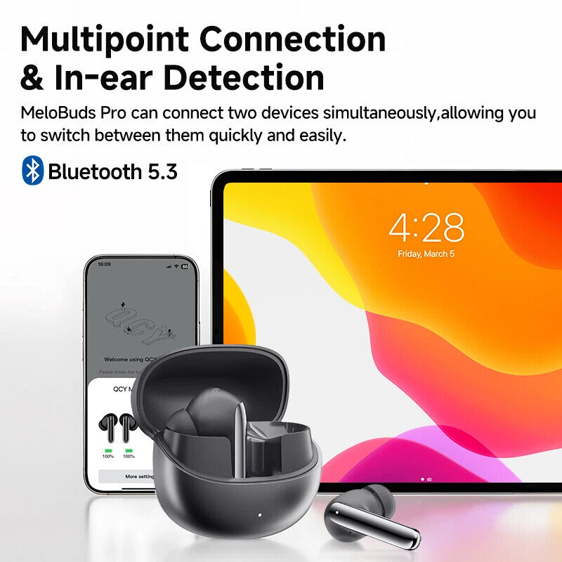 QCY MeloBuds Pro ANC Bluetooth 5.3 Earphones Wireless 46dB Hybrid ANC Earbuds 6