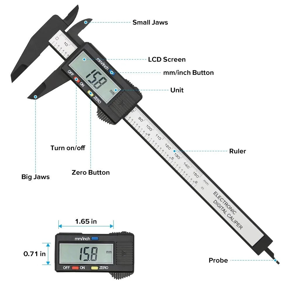 6" 150mm Digital Caliper Micrometer LCD Gauge Vernier Electronic Measuring Ruler