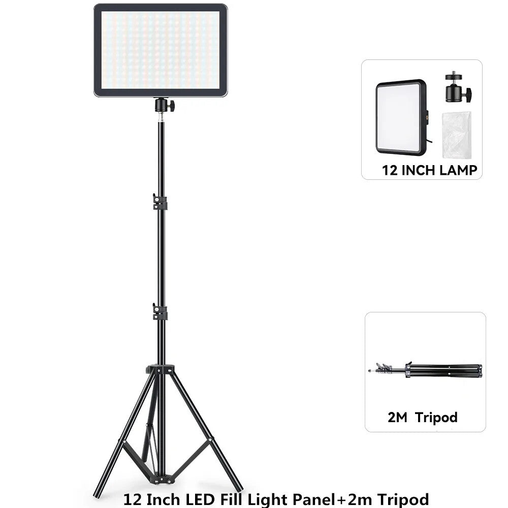 8/12 Inch LED Photography Video Light Panel Lighting Photo Studio Lamp Kit