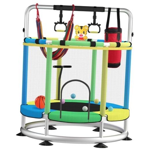 Trampoline for Kids, Update T-handrail Adjustable Baby Toddler Trampoline with