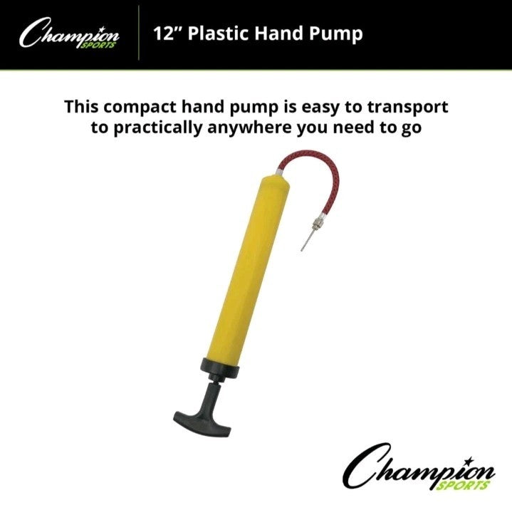 Champion Sports IP12 12" Long Standard Hand Pump - Yellow/Black New