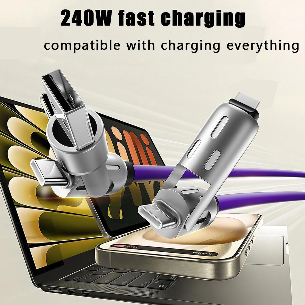 4-in-1 240W USB-C Cable, USB C Cable 1.2m, Multi USB Charging Data Cables HOT!
