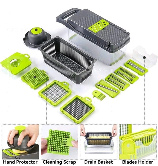 12-in-1 Vegetable Chopper Slicer Dicer Cutter with Container Kitchen Tool Set