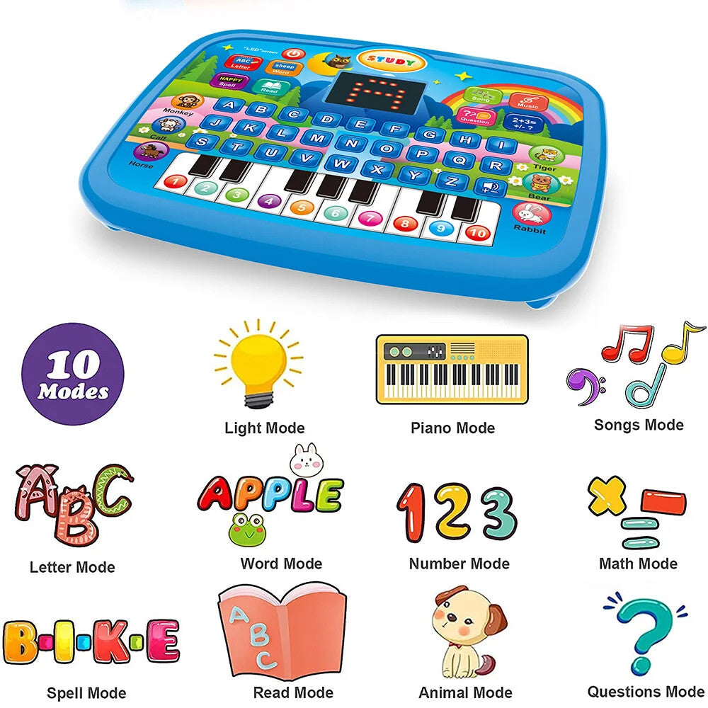 Kids’ Education Tablet Toy, Age 3+ Literacy Learn Doubles as Electronic Keyboard