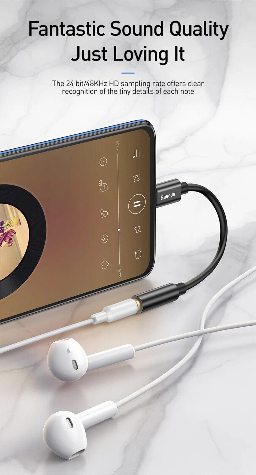 Baseus USB Type C To 3.5mm Earphone Jack OTG Adapter Type-C 3.5 mm Headphone