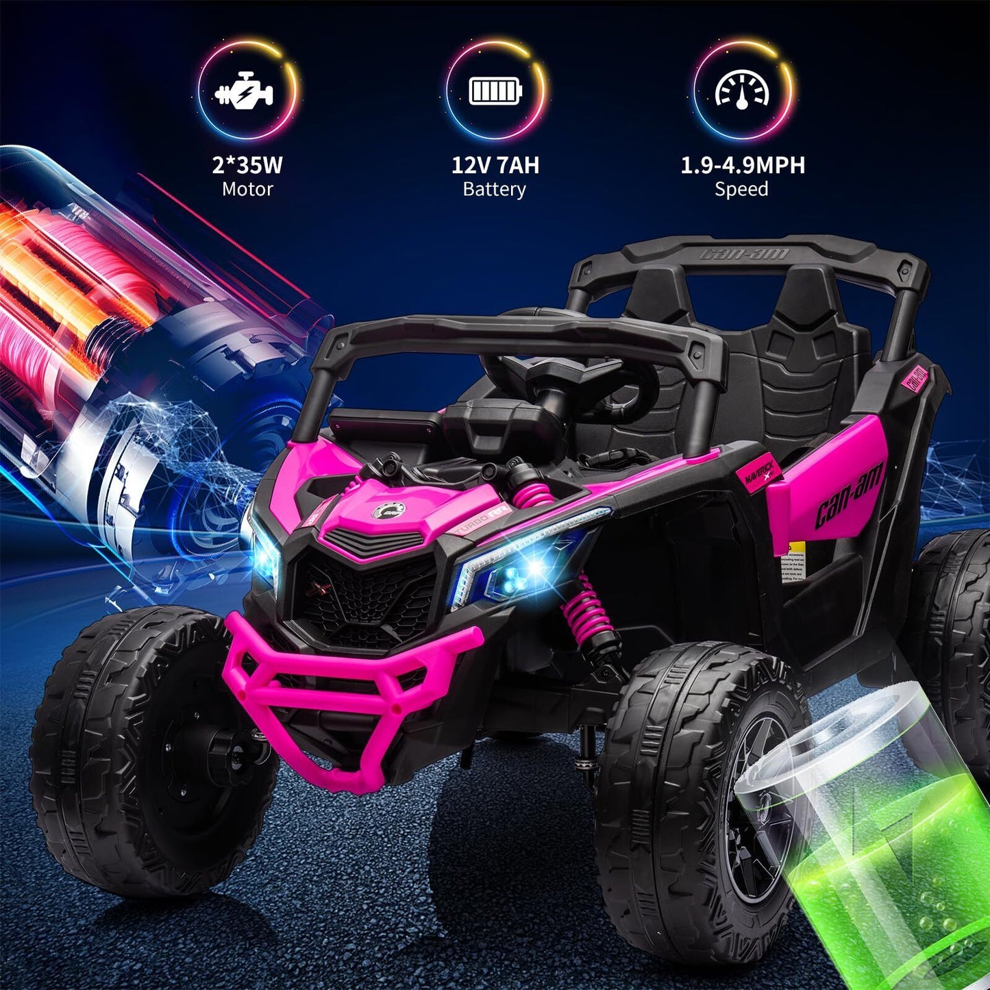 Can-Am Licensed 12V Ride on UTV Car for Kids Electric Fun Toys 4WD Off-Road Quad