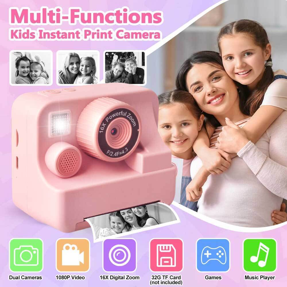 1080P Kids Camera Instant Print 32GB Instant Cameras That Print Photos Gifts  m