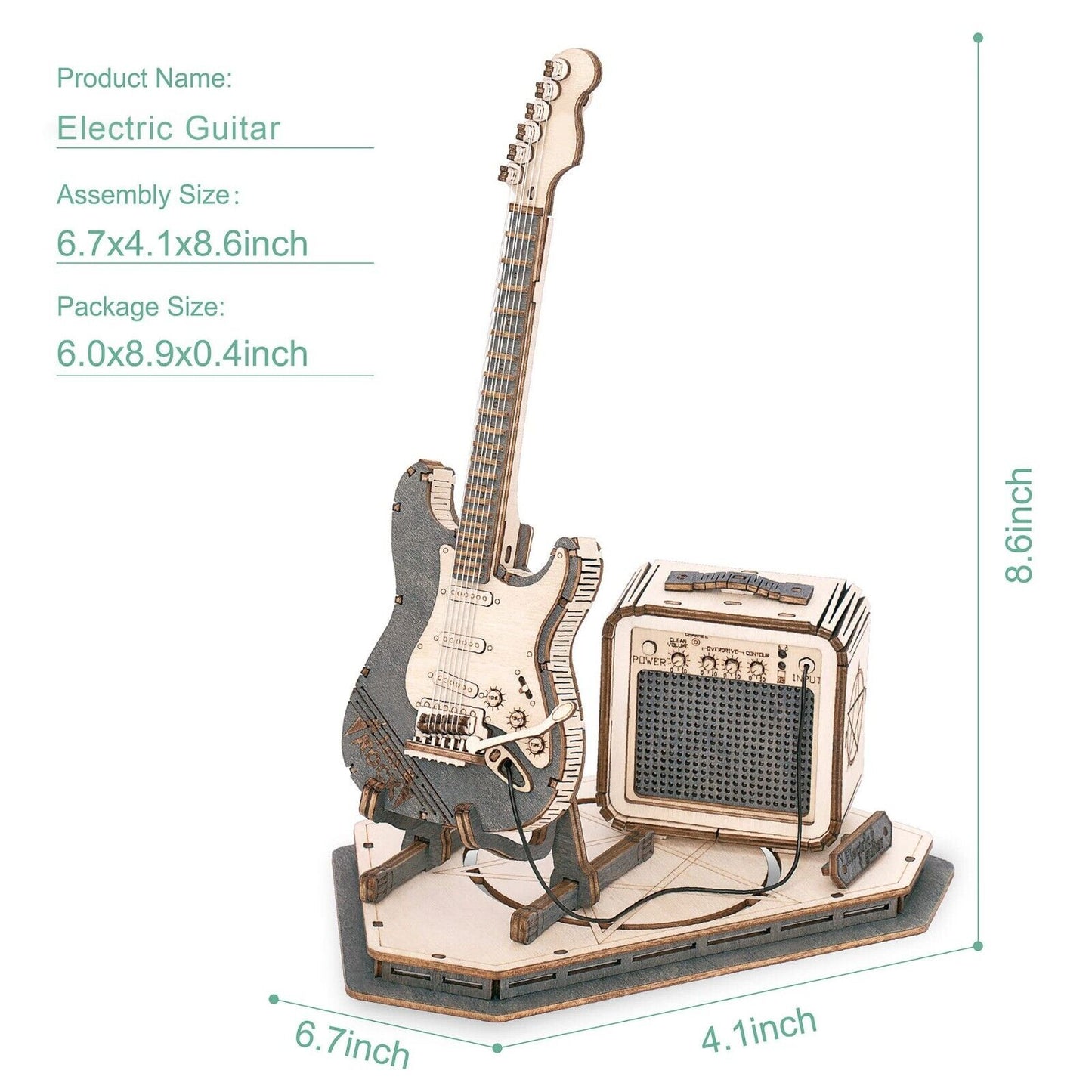 ROKR 3D Wooden Puzzle Electric Guitar Model Kit Puzzle Toy Decor for Adult Gifts