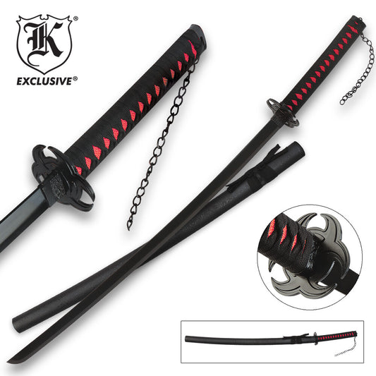 Red Bio-Hazard Katana and Sheath | Carbon Steel Blade | Length 38”