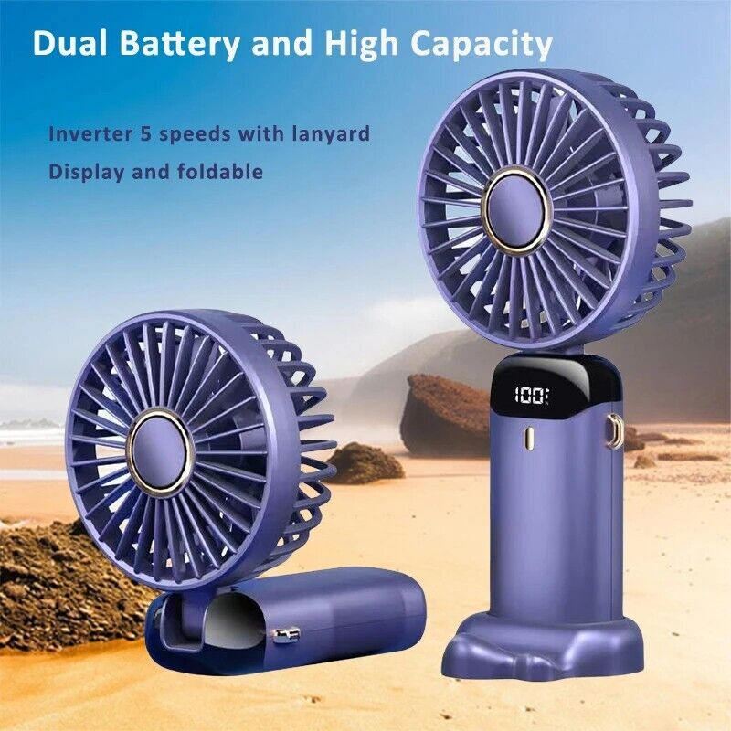 Portable Handheld Personal MINI face Fan 5Speeds Rechargeable Folding For Travel
