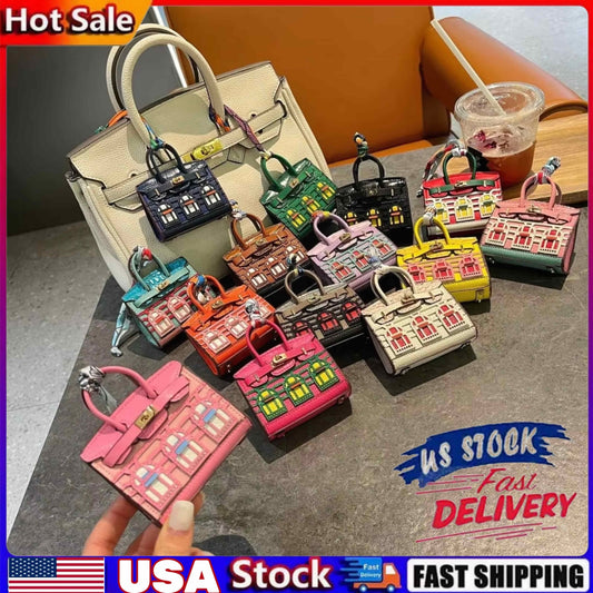 Mini Keychain Wallet Cute Leather Lipstick Bag Ladies Car Bag Charm for AirPods