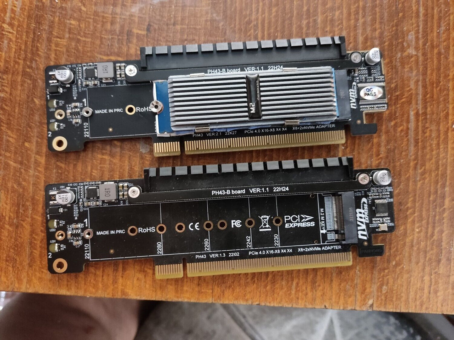 PCIE 4.0 X16 to X8+X4+X4 Splitter Adapter PCIe to 2x M.2 NVME SSD Expansion Card