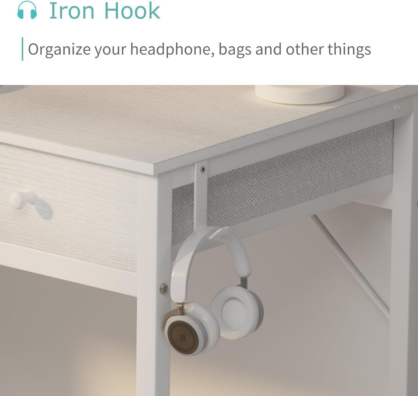 Small White Desk with Drawers - for Bedroom, 32 Inch Home Computer Desk