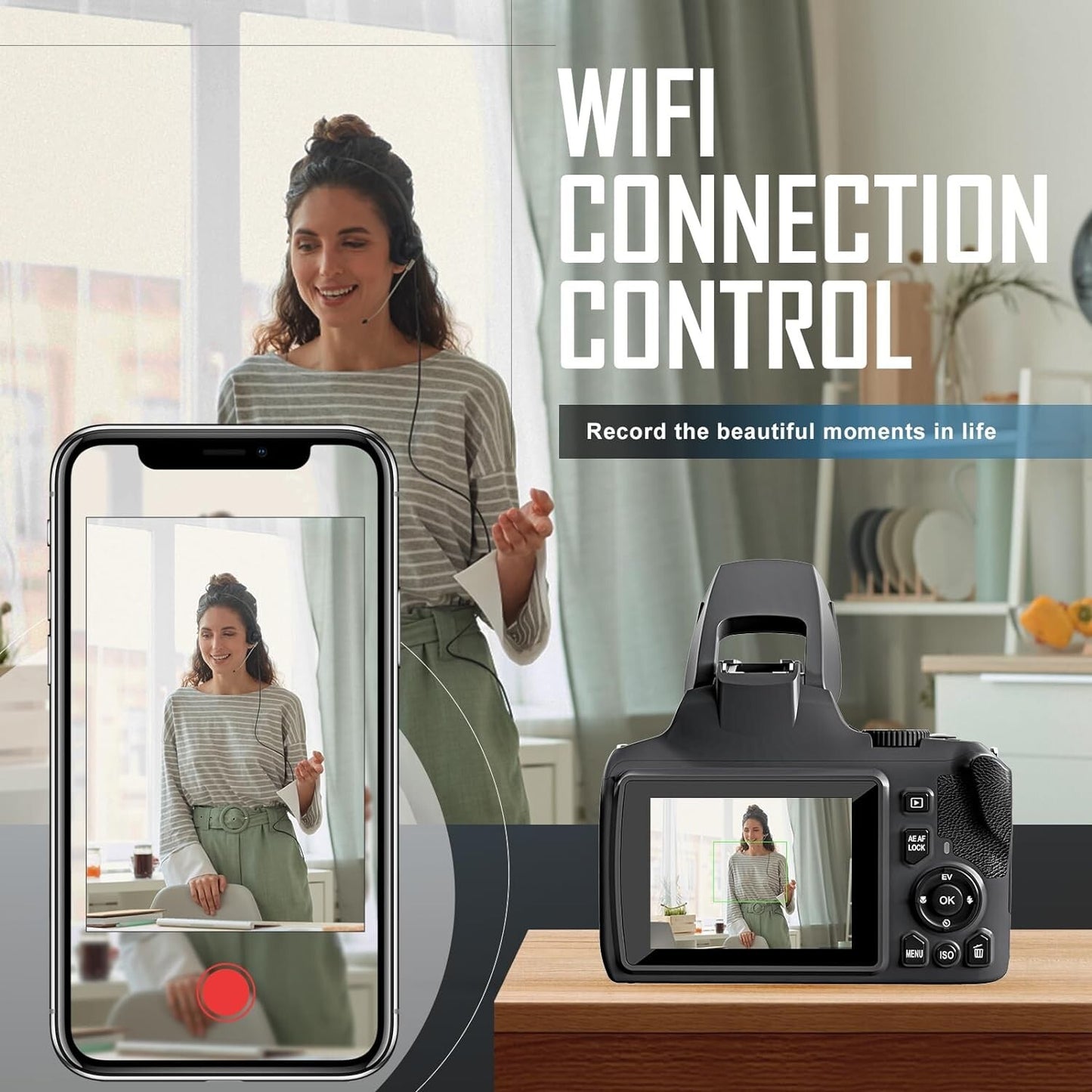 Digital Camera 64MP 4K Video 40X Zoom Lens WiFi Vlogging Camera for Photography