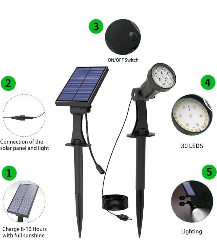 Solar Spot Lights Outdoor, Waterproof Landscape Lighting with Cable 3M,for,Ou...