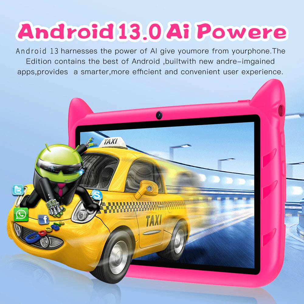 Kid Tablet Android 13, 4GB RAM 1TB Expand,5G WiFi,Dual Camera, Children's Gift