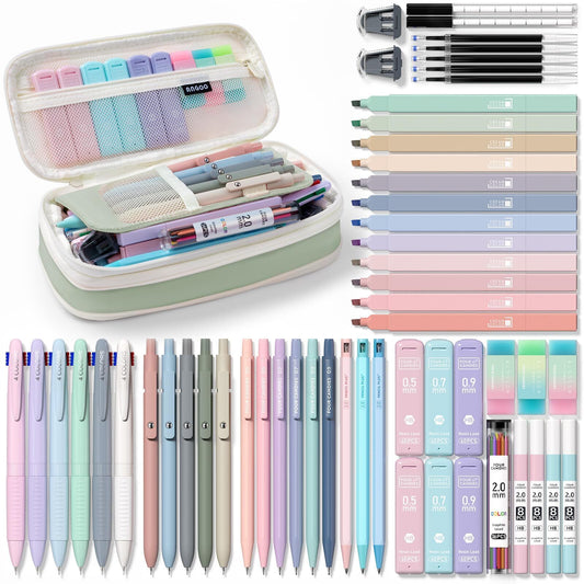 FOUR CANDIES STATIONERY 56 PIECE SET BALLPOINT PEN MECHANICAL PENCIL 4-COLOR