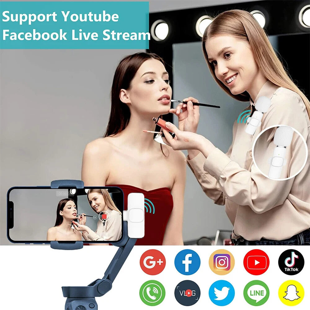 New Wireless Lavalier Microphone Portable Audio Video Recording Mini Microphone