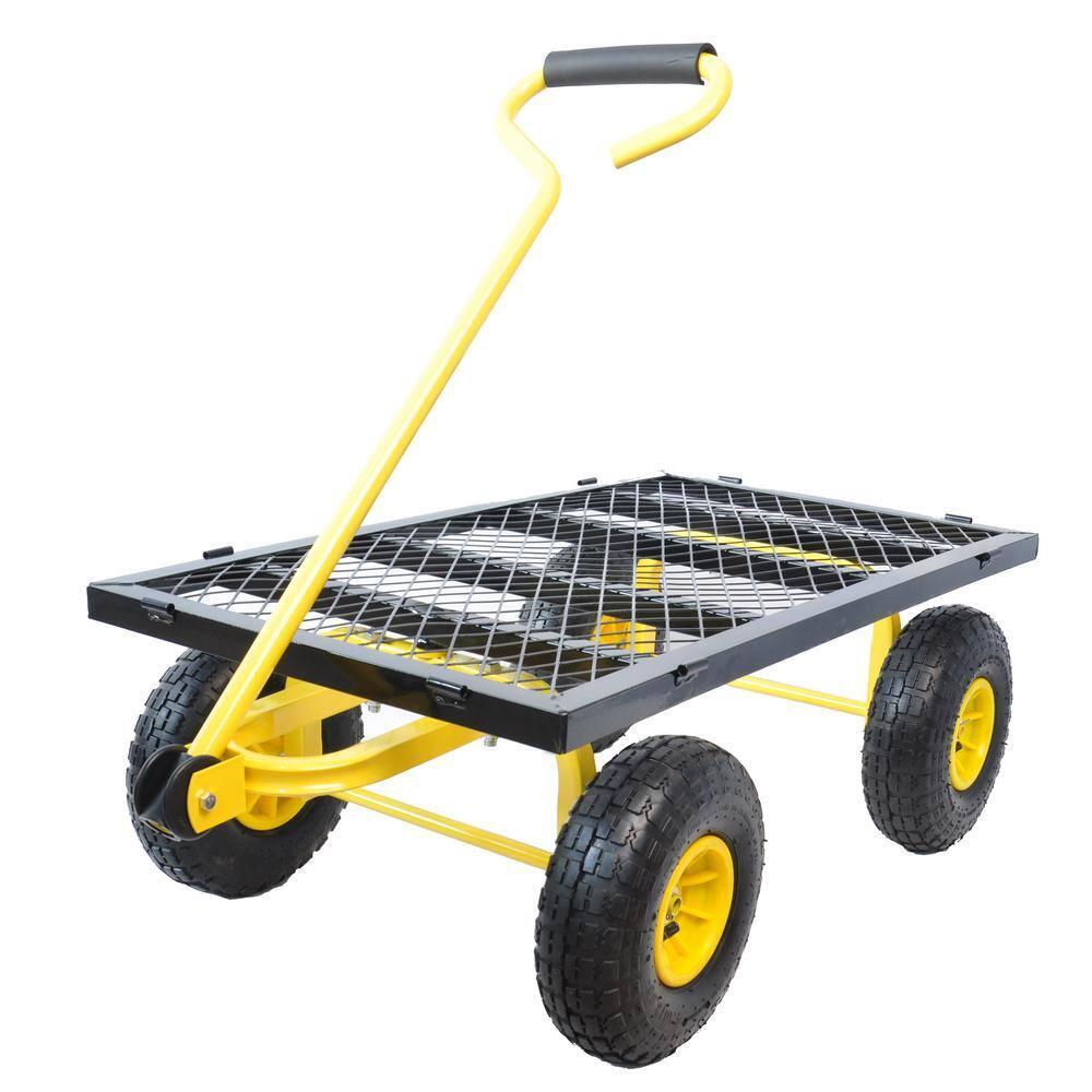Unbranded Garden Cart W/ Removable Sides 4-Cu-Ft Foldable Multi-Purpose Yellow