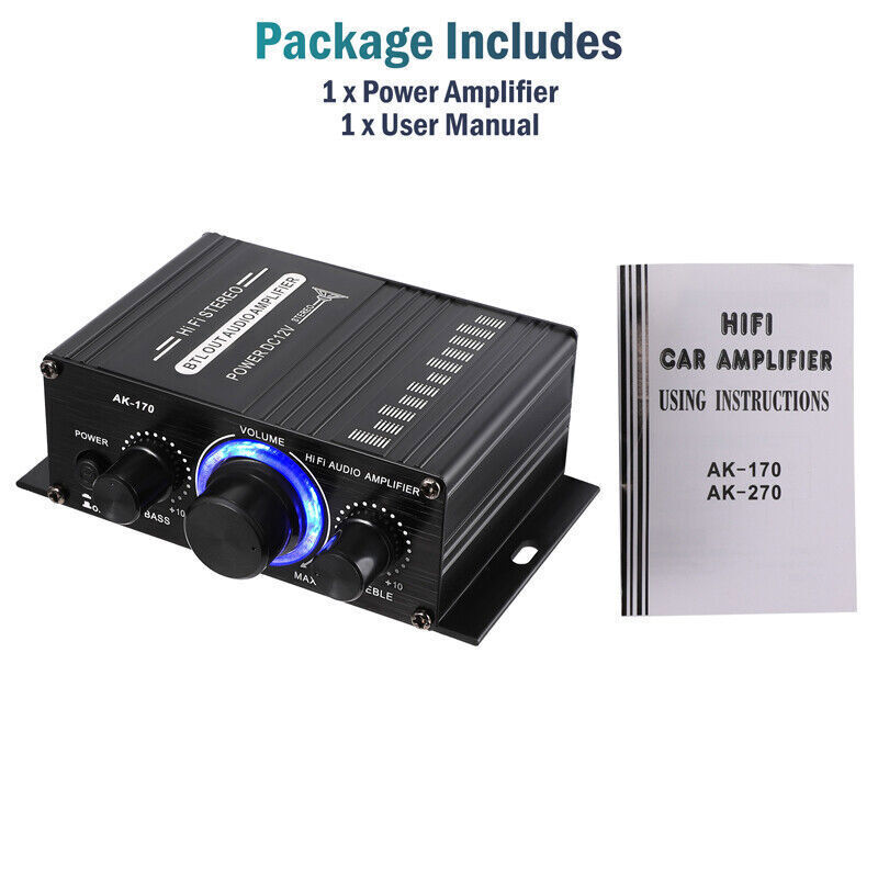 12V Car Household Stereo Mini Hi-Fi Amplifier 2 Channel Audio Power Amp 400W NEW