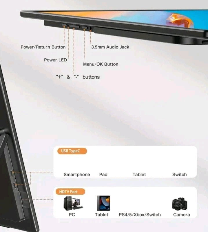 UPERFECT 23.8" Portable Monitor 120Hz Larger Screen 1080P FHD For Computer