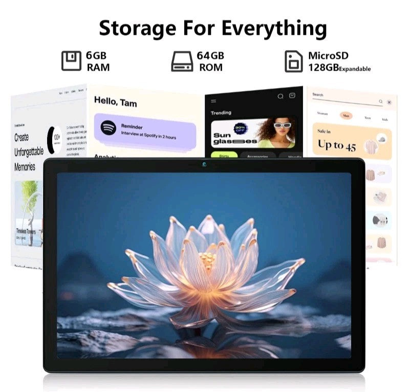 2025 Tablet 10.1" Android 13 Tablet 6+64GB Quad Core 1280×800 HD IPS WIFI