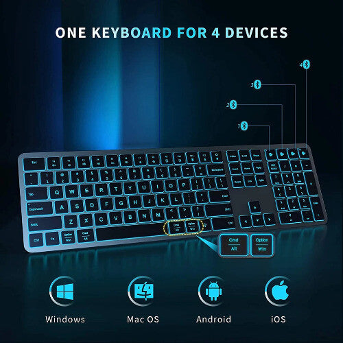 Rechargeable Keyboard Bluetooth Backlit Wireless Keyboard Compatible Tablet