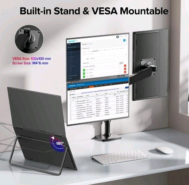 UPERFECT 18.5 Inch 100hz Stacked Monitor Dual Screen Folding Display 1080P