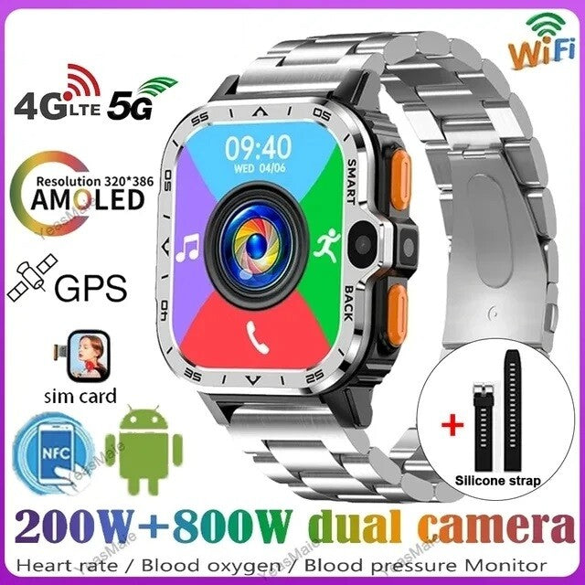 4G Android Smart Watch 2G 16G/64G ROM GPS SIM Card WiFi Dual Camera Smartwatch