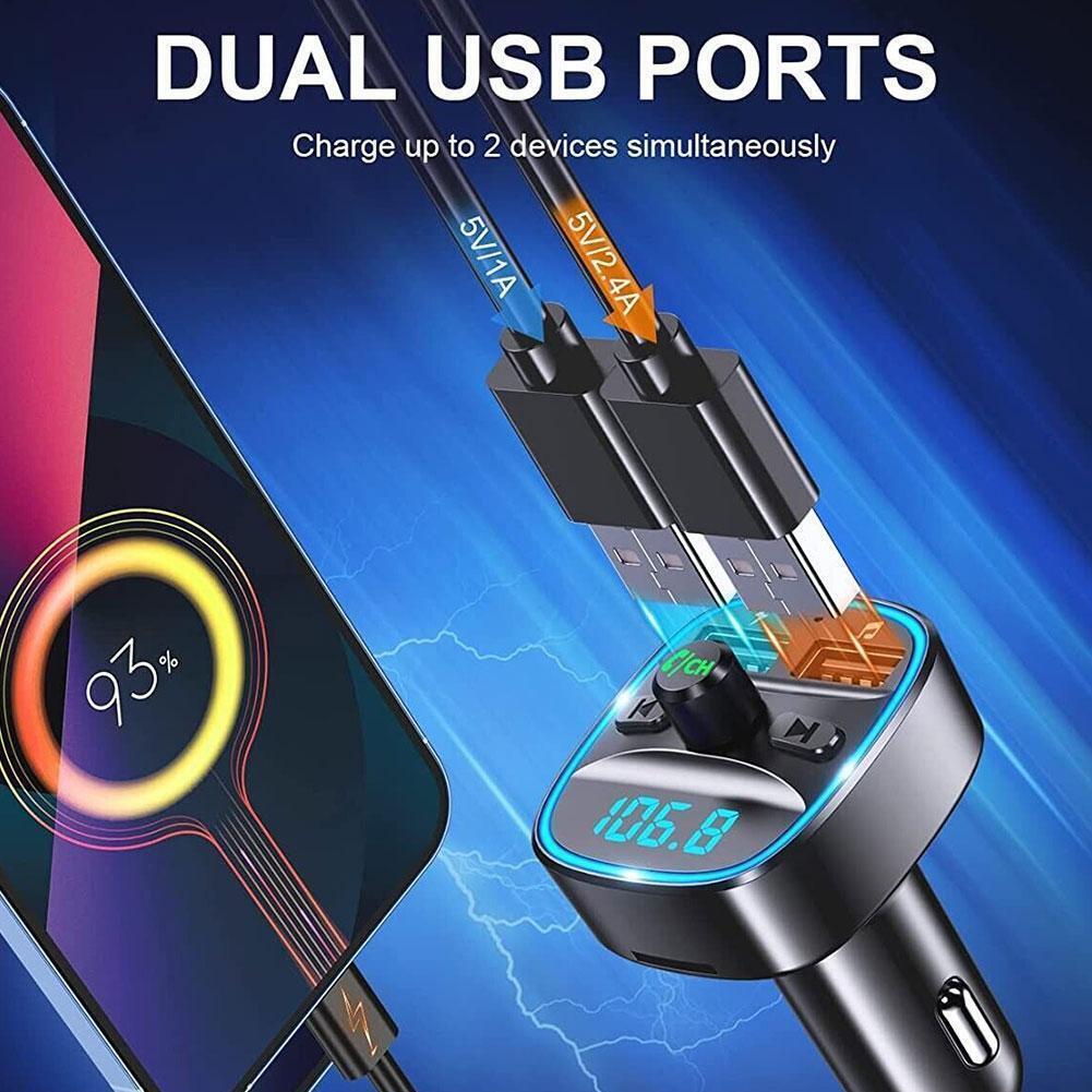 Bluetooth 5.0 Wireless Car FM Transmitter MP3 Music Player Radio Charger Adapter