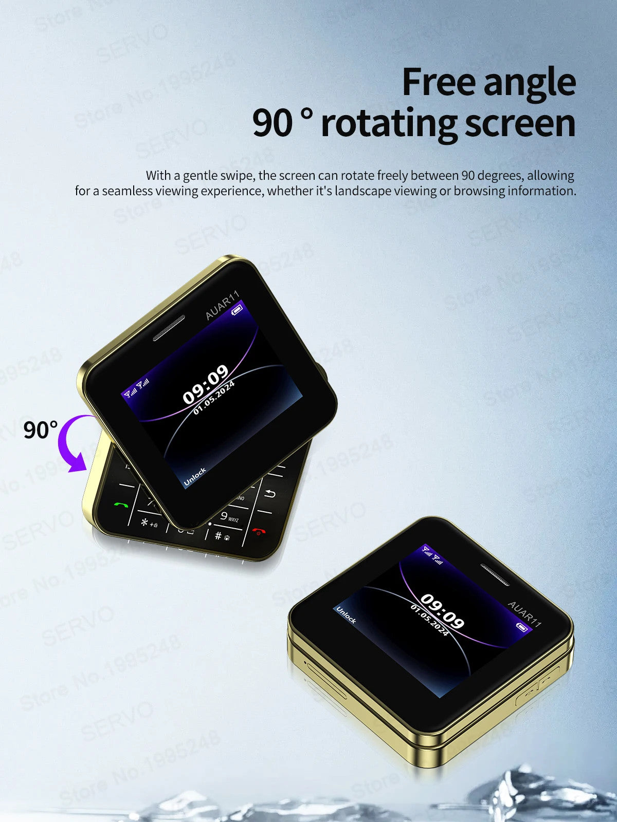 SERVO Rotating Sliding Mini Mobile Phones 2.4“ GSM Blacklist Speed Dail Dual SIM