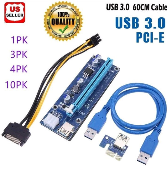 Ethereum PCI-E 1x to 16x Powered USB3.0 GPU Riser Extender Adapter Card VER 009s