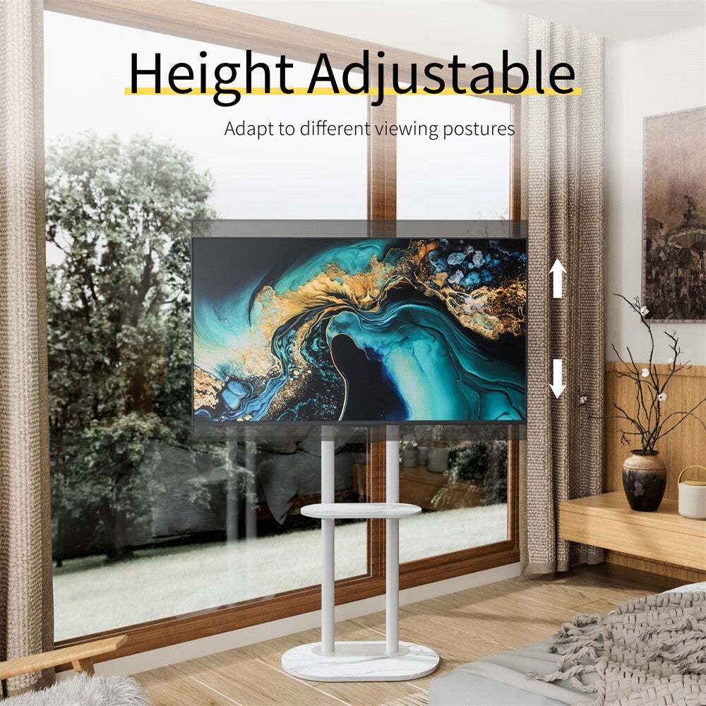Height Adjustable Floor TV Stand with Mount Stone Shelf for 40”-75” Load up 40KG