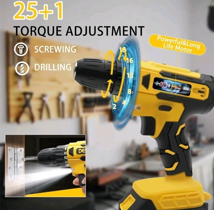 DEVONIC Cordless Drill Set,21V Electric Drill with 1 Lithium Battery and Charger